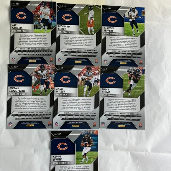FRESH 2016 PANINI PRIZM-NFL CHICAGO BEARS SEVEN (7) SELECT TEAM MEMBERS - Picture 2 of 9